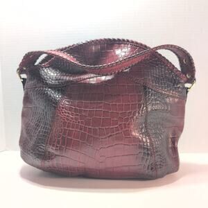 Antonio Melani Reptile Embossed Leather Red/Black Purse Magnetic Closure